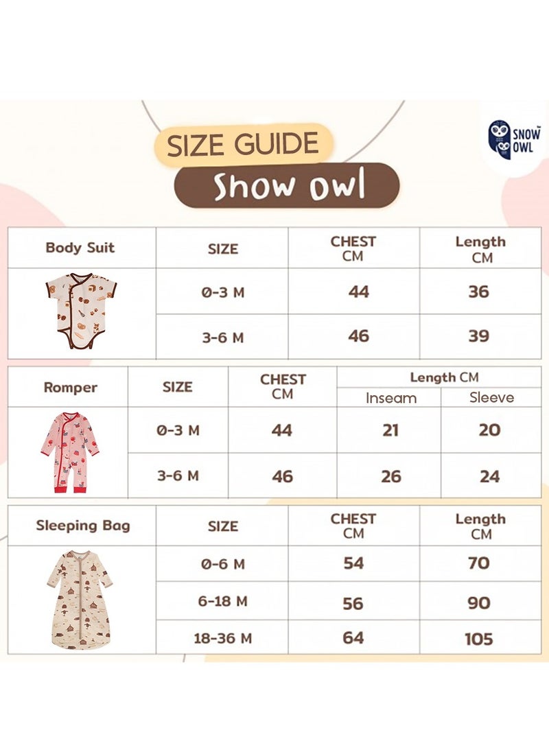 Snow Owl Baby Romper Suit - 9 Patterns Selection (0-3 / 3-6 Months) - Lion Jungle, 3 - 6 Months