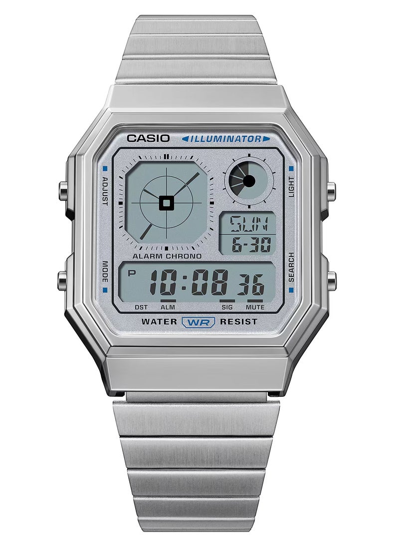 Vintage Digital Stainless Steel Watch A130WE-7A- 33.9mm