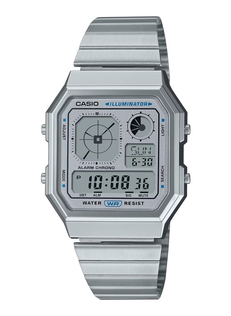 Vintage Digital Stainless Steel Watch A130WE-7A- 33.9mm