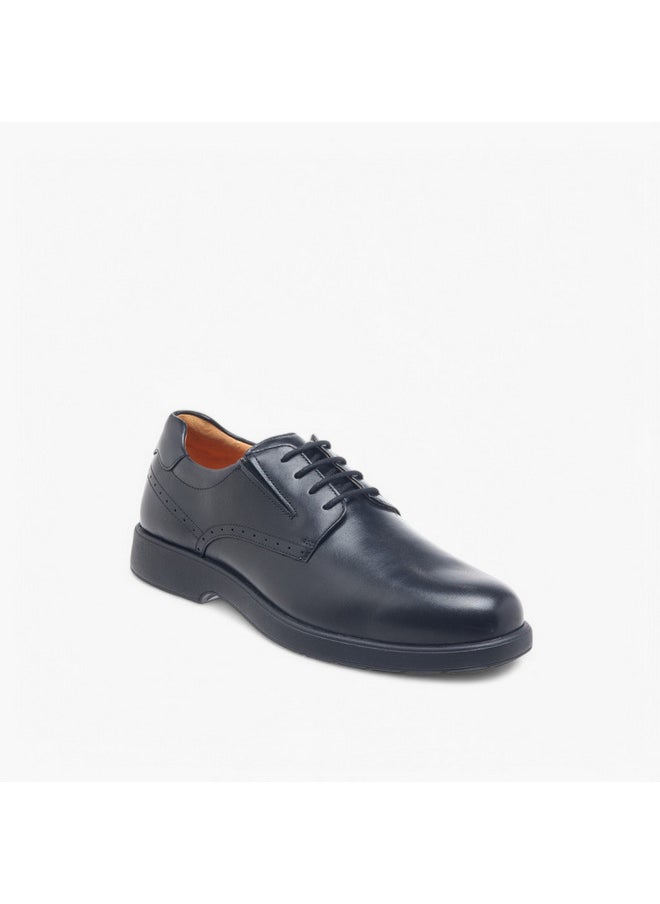 Men's Solid Derby Shoes with Lace-Up Closure