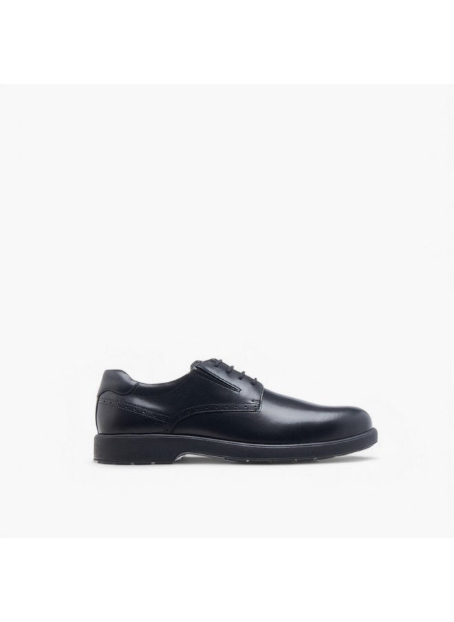 Men's Solid Derby Shoes with Lace-Up Closure