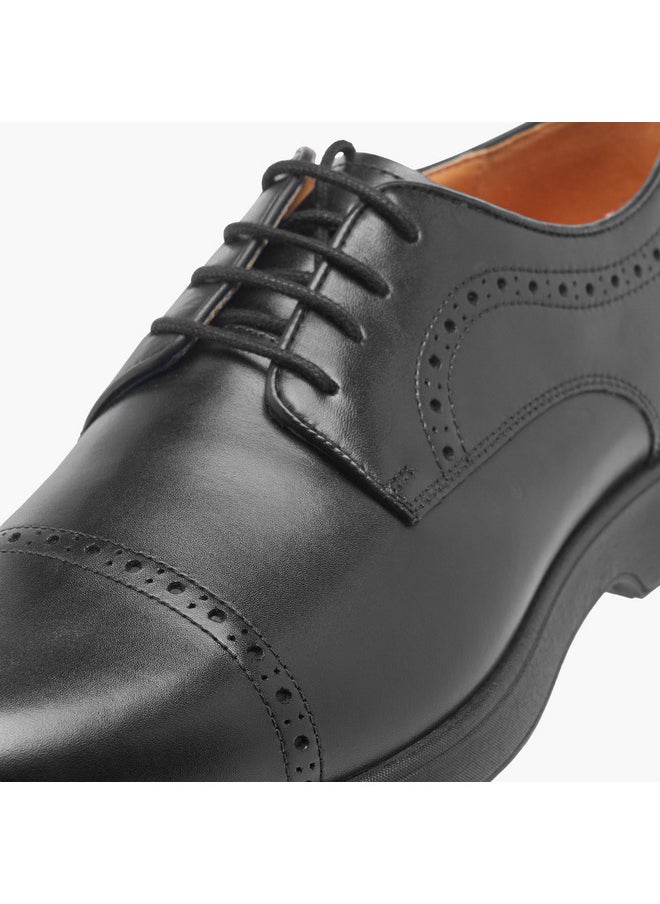 Men's Perforation Detail Lace-Up Derby Shoes