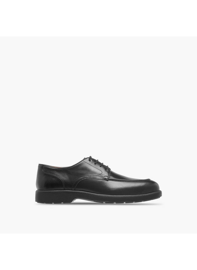 Men's Textured Derby Shoes with Lace-Up Closure