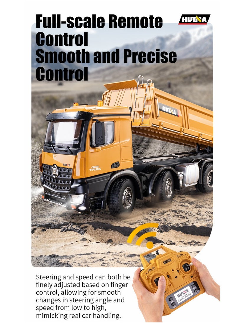 Remote Control Dump Truck 12-Channels 1/14 Scale 13 LBS Load Capacity RC Heavy Duty Metal Construction Vehicles Toy for Boys Kids