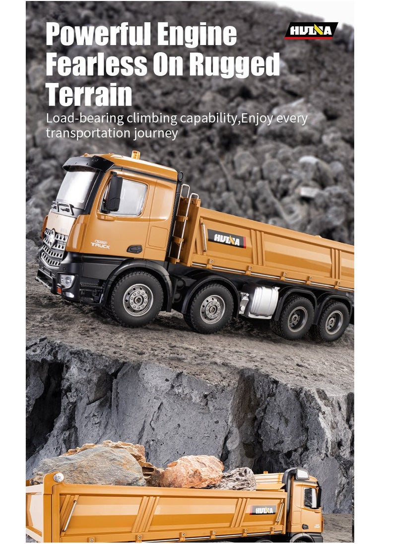 Remote Control Dump Truck 12-Channels 1/14 Scale 13 LBS Load Capacity RC Heavy Duty Metal Construction Vehicles Toy for Boys Kids
