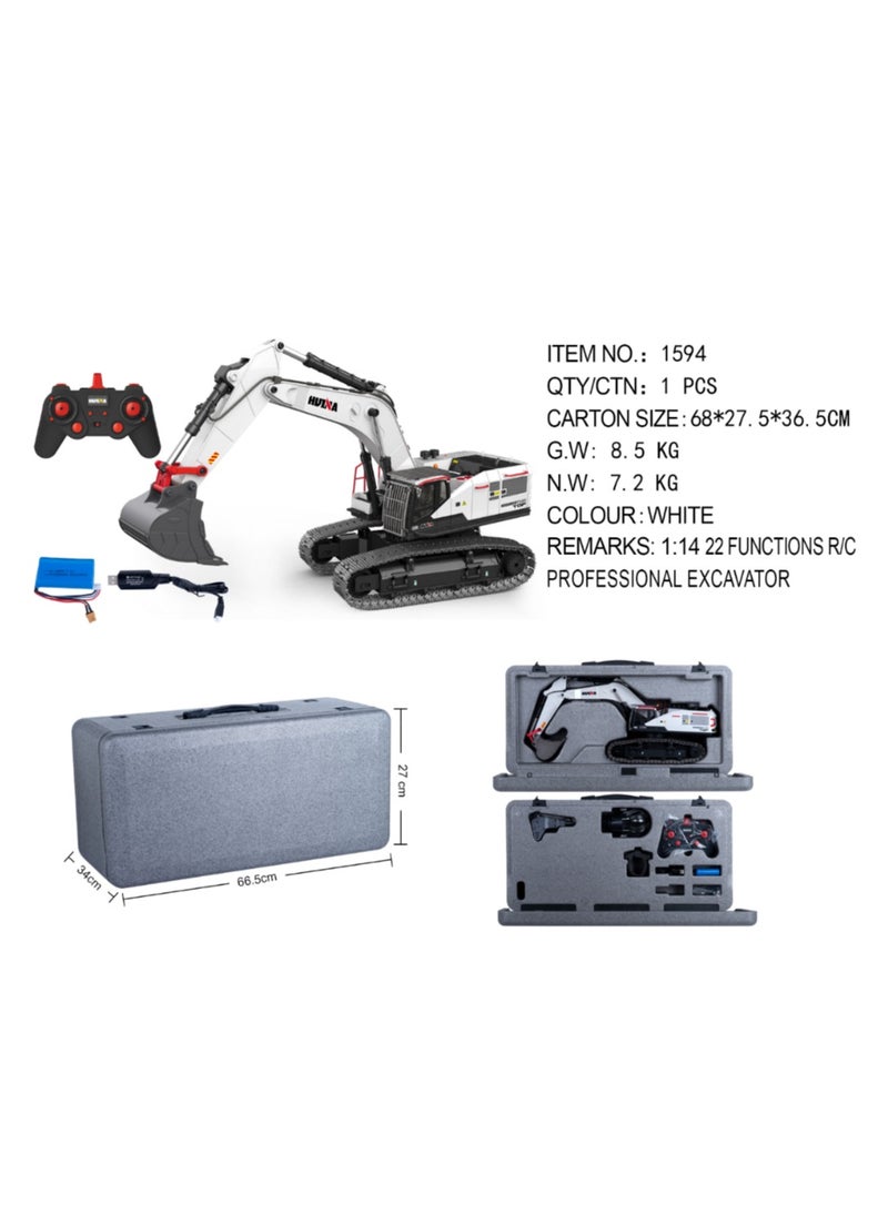 TOUCAN RC HOBBY 1/14 HUINA RC Metal Excavator Model 1594 Radio Light Battery 22CH Sound