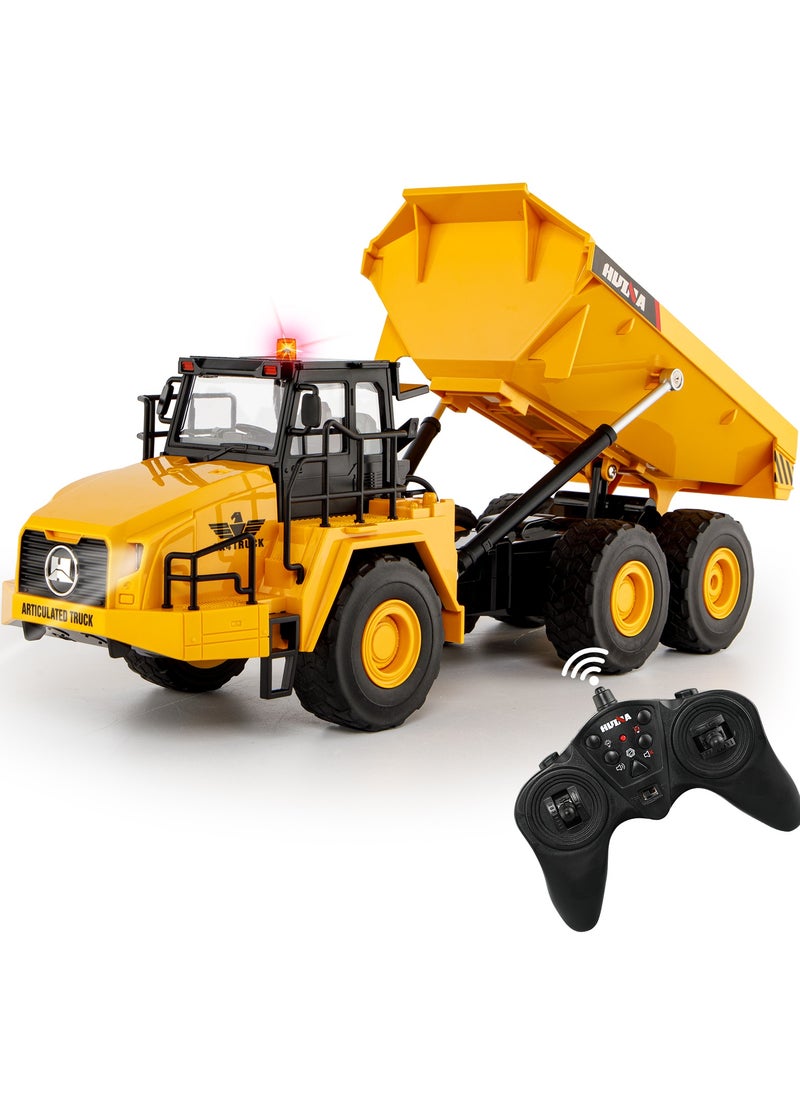 Remote Control Dump Truck Toy, 11 Channel 2 Batteries Remote Control Construction Toy Vehicles with Lights/Sounds, RC Dump Truck Toys for 8-12 Years Old Boys and up- Toy Trucks 1:16 Scale
