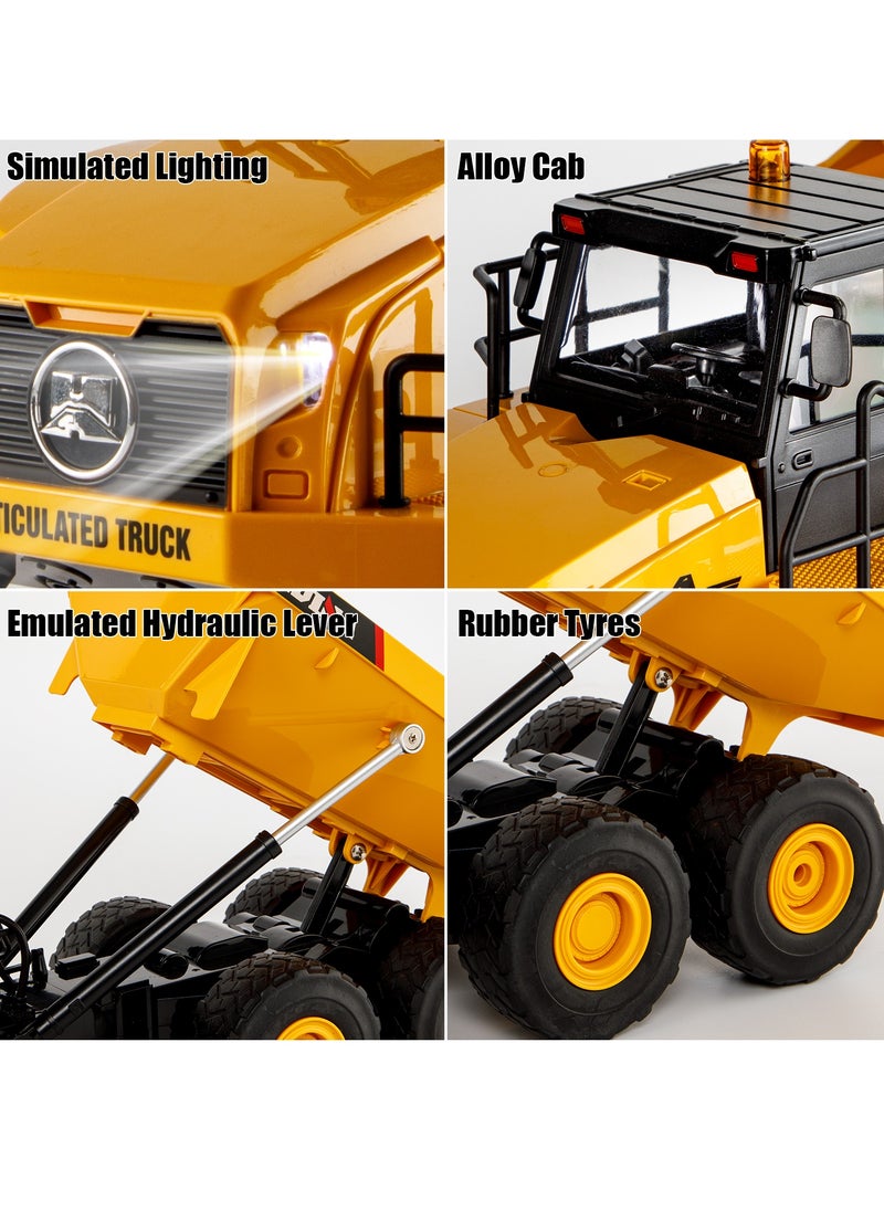 Remote Control Dump Truck Toy, 11 Channel 2 Batteries Remote Control Construction Toy Vehicles with Lights/Sounds, RC Dump Truck Toys for 8-12 Years Old Boys and up- Toy Trucks 1:16 Scale