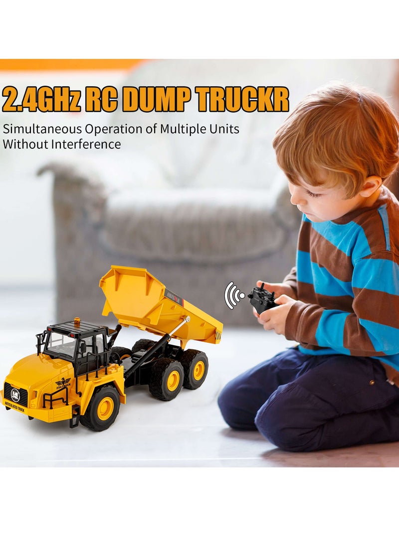 Remote Control Dump Truck Toy, 11 Channel 2 Batteries Remote Control Construction Toy Vehicles with Lights/Sounds, RC Dump Truck Toys for 8-12 Years Old Boys and up- Toy Trucks 1:16 Scale