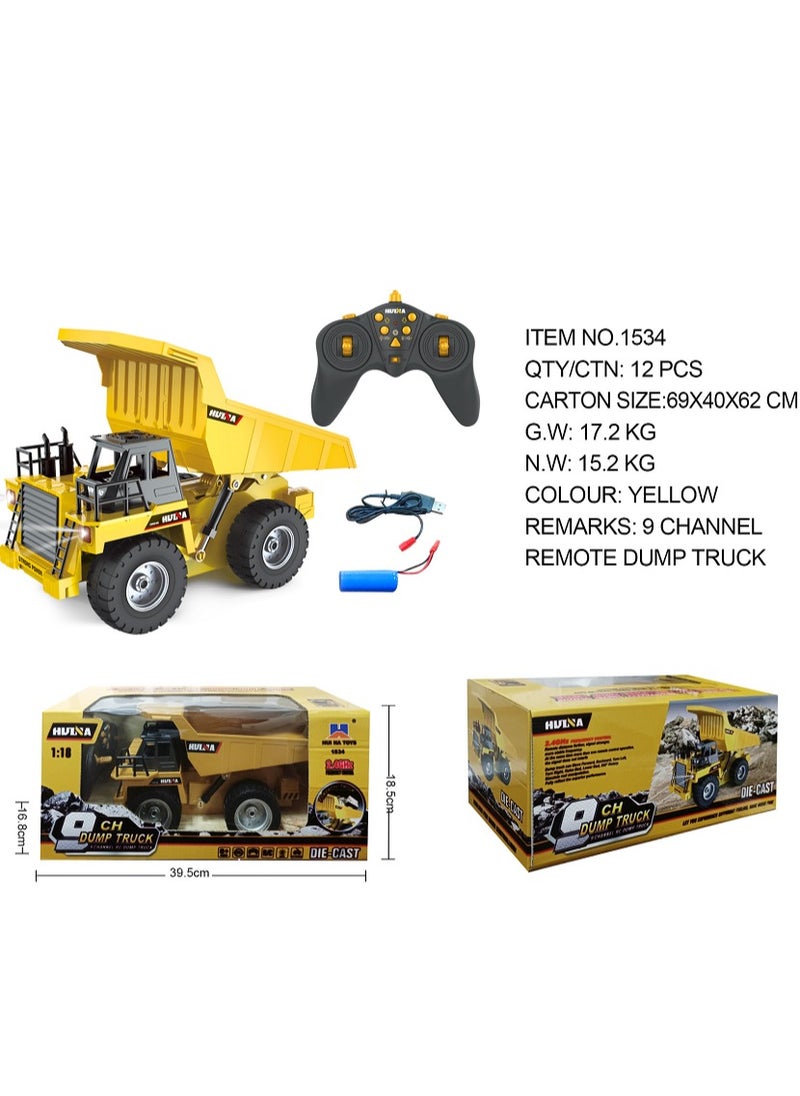 Huina 1/18 1534 RC Dump Truck Remote Control Tipper Car 2.4G Vehicles Hobby Model