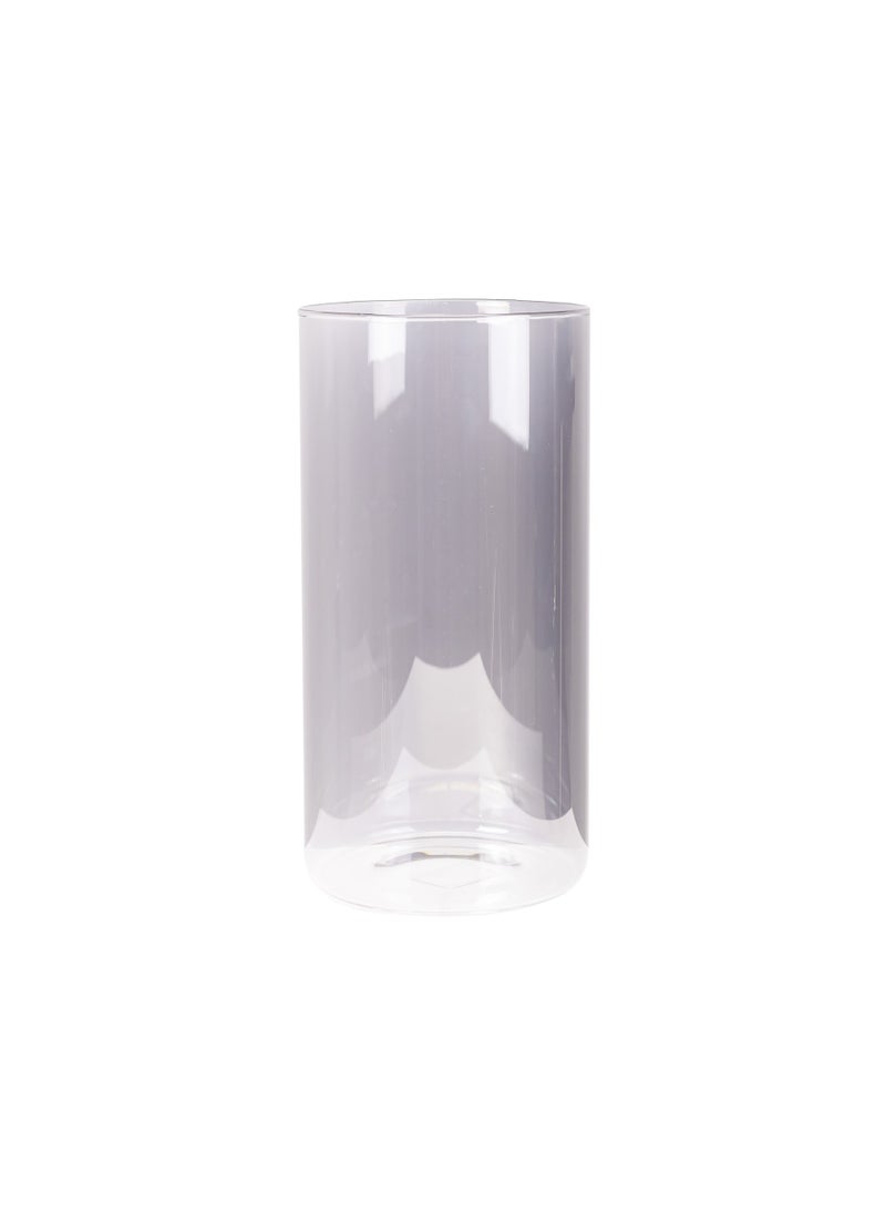 Gulf Flowers Grey Glass Vase – D15cm x H30cm Ribbed Decorative Vase for Home Decor, Floral Arrangements, Table Centerpieces & Modern Interiors – Elegant Tall Cylinder Style Flower Vase