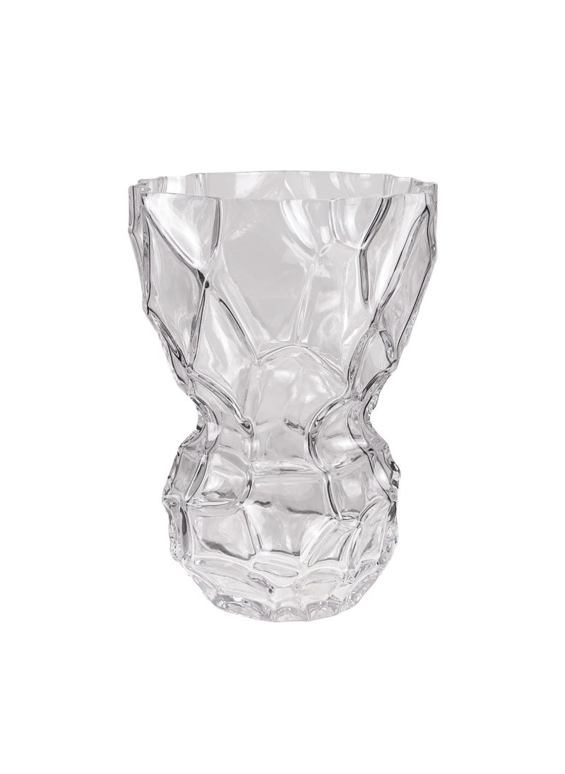 Gulf Flowers Transparent Glass Vase – D18cm x H25cm Unique Shaped Decorative Flower Vase for Home Decor, Events, Centerpieces & Floral Displays – Stylish Modern Clear Glass Vase