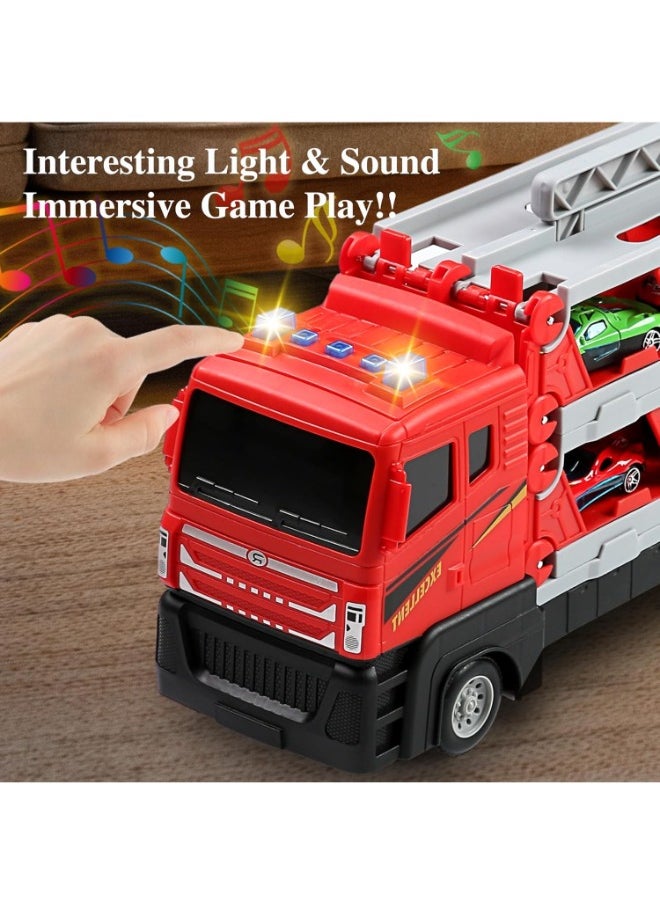 64-Inch Toy Race Track with Catapult Launch, Includes 6 Die-Cast Cars, Foldable Truck Toy Set with Storage & Transport, Ideal for Kids Aged 4-9, for Boys & Girls