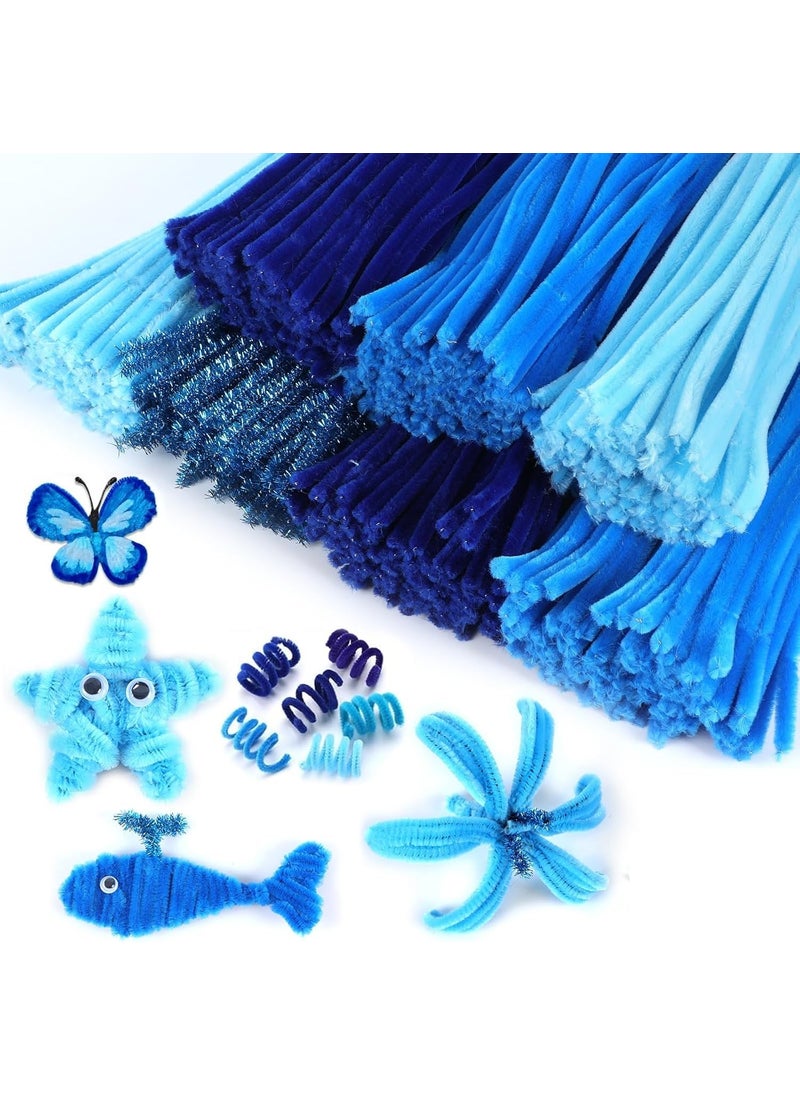 Just Flowers Pipe cleaner for craft flower Pipe Cleaner for Flower Making Craft Business DIY School Projects Chennile Stems for Creative DIY Hobby Decor 4 Blue Shades 400 Pcs Pipe Cleaners