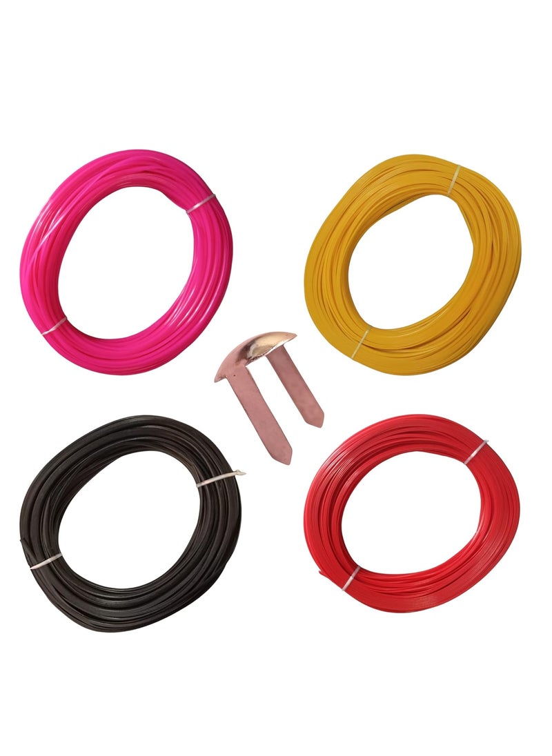 Plastic Koodai Wire for Craft WorkPack of 4PINKYELLOWREDBLACKPlastic wire for Basket MakingPlastic wire for BagsGlass Wire for Basket MakingMettle Buttons for Plastic wire Bags