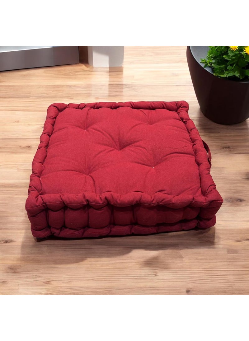DOLCE CASA Square Floor Cushion for Pooja Room SittingSofa SittingBack SupportFloor Sitting etcSize40x40x8 cm RED 2