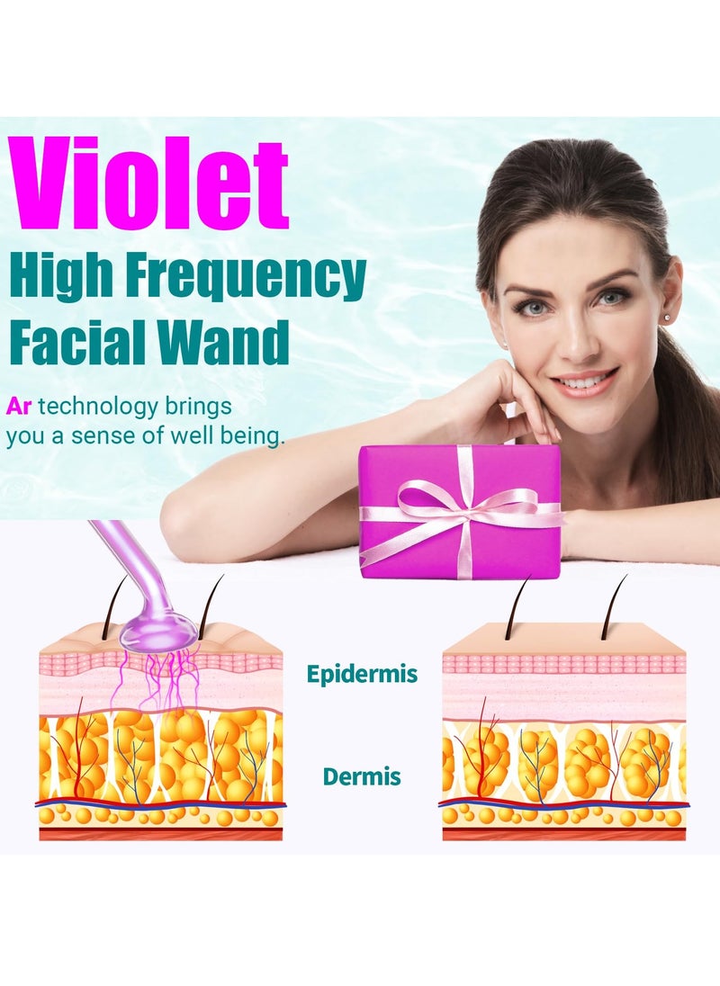High Frequency Facial Machine - Portable Handheld High Frequency Wand with 6 Pcs Violet Tubes for Face Home Use Device