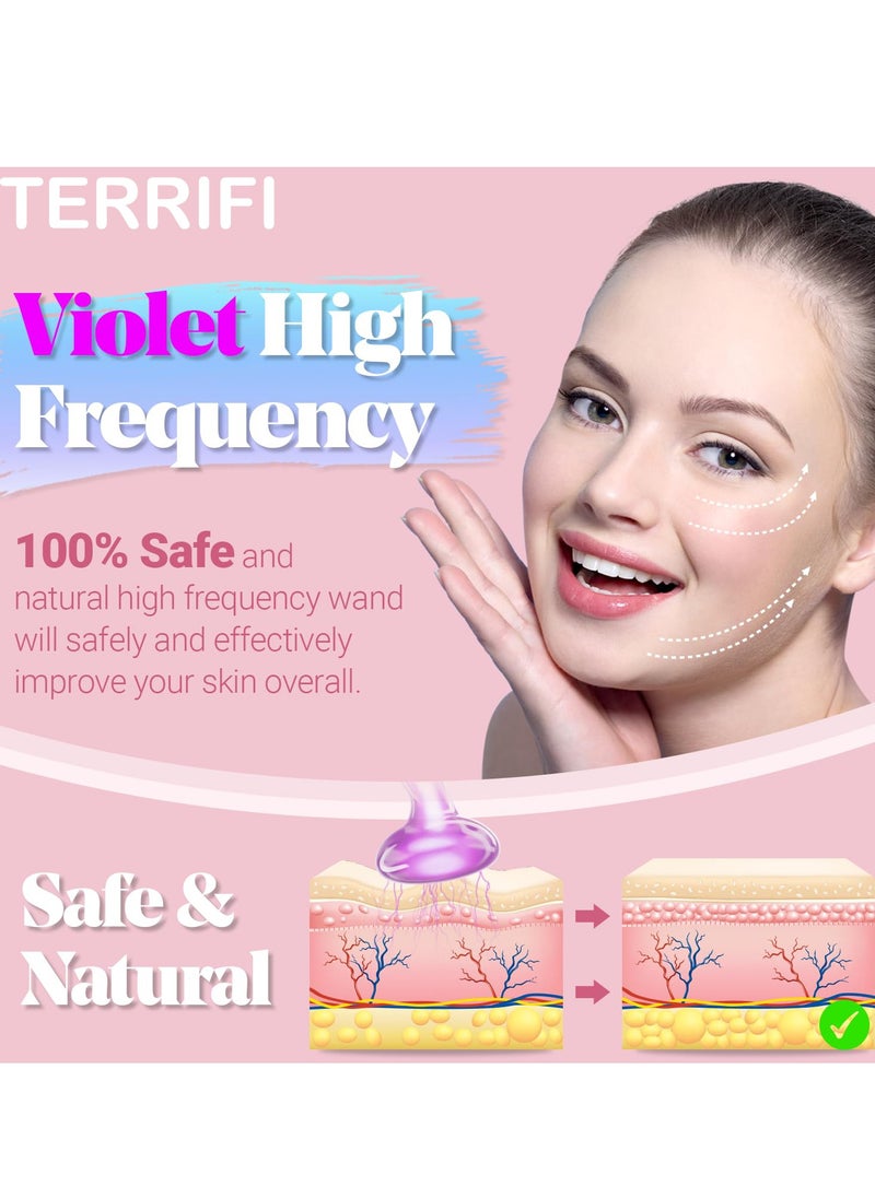 High Frequency Facial Machine - Portable Handheld High Frequency Wand with 6 Pcs Violet Tubes for Face Home Use Device
