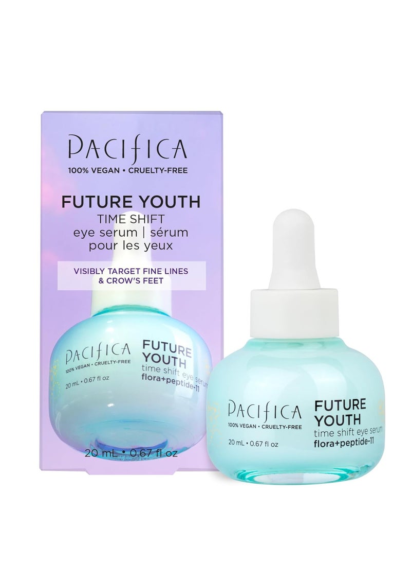 Pacifica Future Youth Time Shift Eye Serum – Peptide Eye Serum for Fine Lines & Dark Circles, Lifting & Firming Under Eye Treatment w/Flora + Peptide-11, Unscented Hydrating Gel for All Skin Types