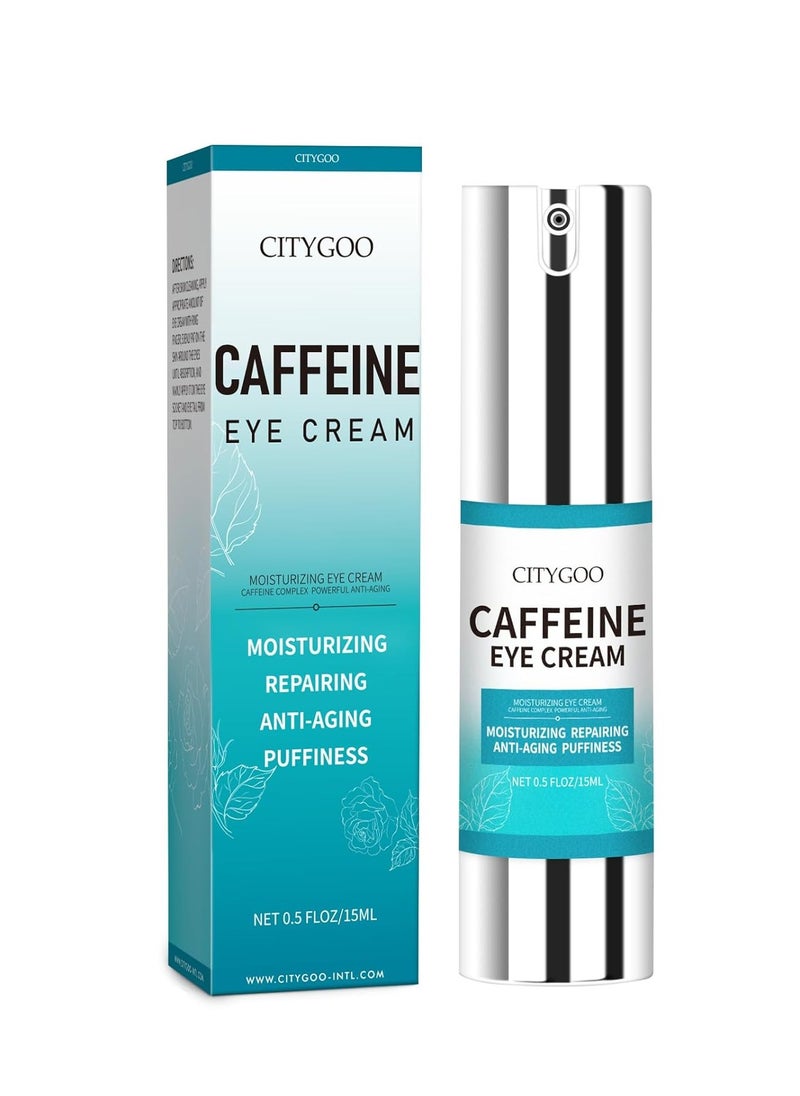 Caffeine-Infused Eye Cream: Reduced Puffiness, Dark Circles, and Wrinkle Smoothing for Morning and Evening Routine