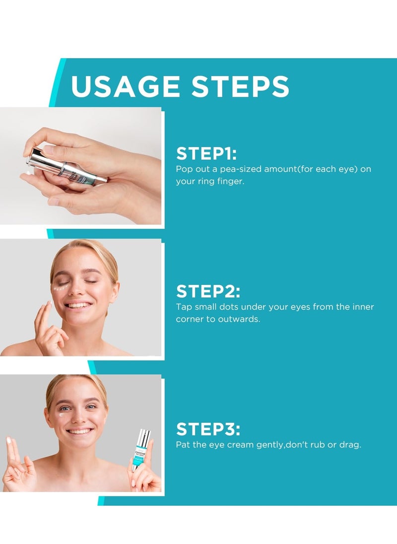 Caffeine-Infused Eye Cream: Reduced Puffiness, Dark Circles, and Wrinkle Smoothing for Morning and Evening Routine