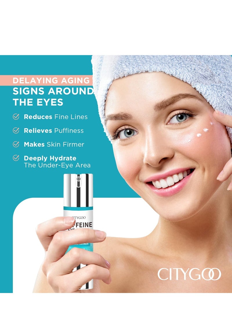 Caffeine-Infused Eye Cream: Reduced Puffiness, Dark Circles, and Wrinkle Smoothing for Morning and Evening Routine