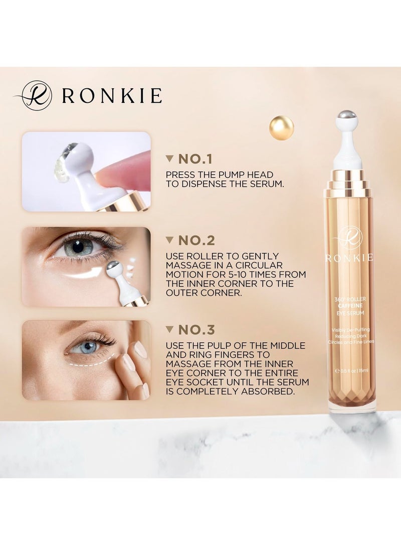 Eye Cream Anti Aging: Under Eye Cream with Caffeine Retinol - Reduces Under Eye Bags and Fine Lines Gold