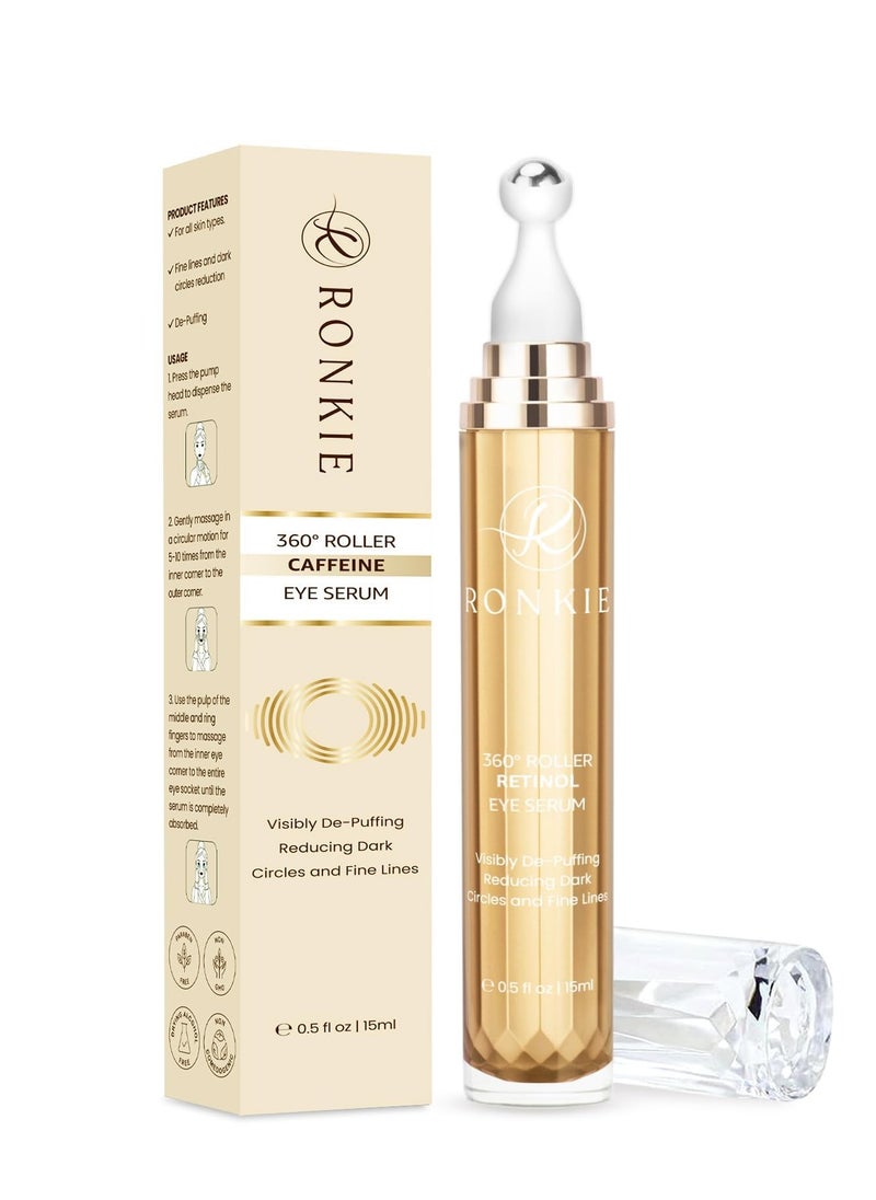 Eye Cream Anti Aging: Under Eye Cream with Caffeine Retinol - Reduces Under Eye Bags and Fine Lines Gold