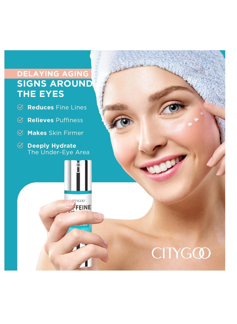CITYGOO Caffeine Eye Cream for Puffiness: Eye Cream Reduce Dark Circles Wrinkles Fine Lines - Anti Aging Eye Cream