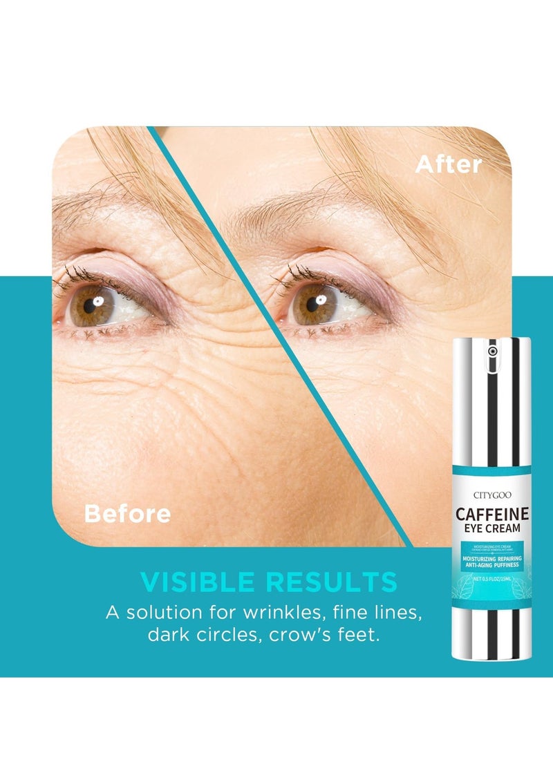 CITYGOO Caffeine Eye Cream for Puffiness: Eye Cream Reduce Dark Circles Wrinkles Fine Lines - Anti Aging Eye Cream