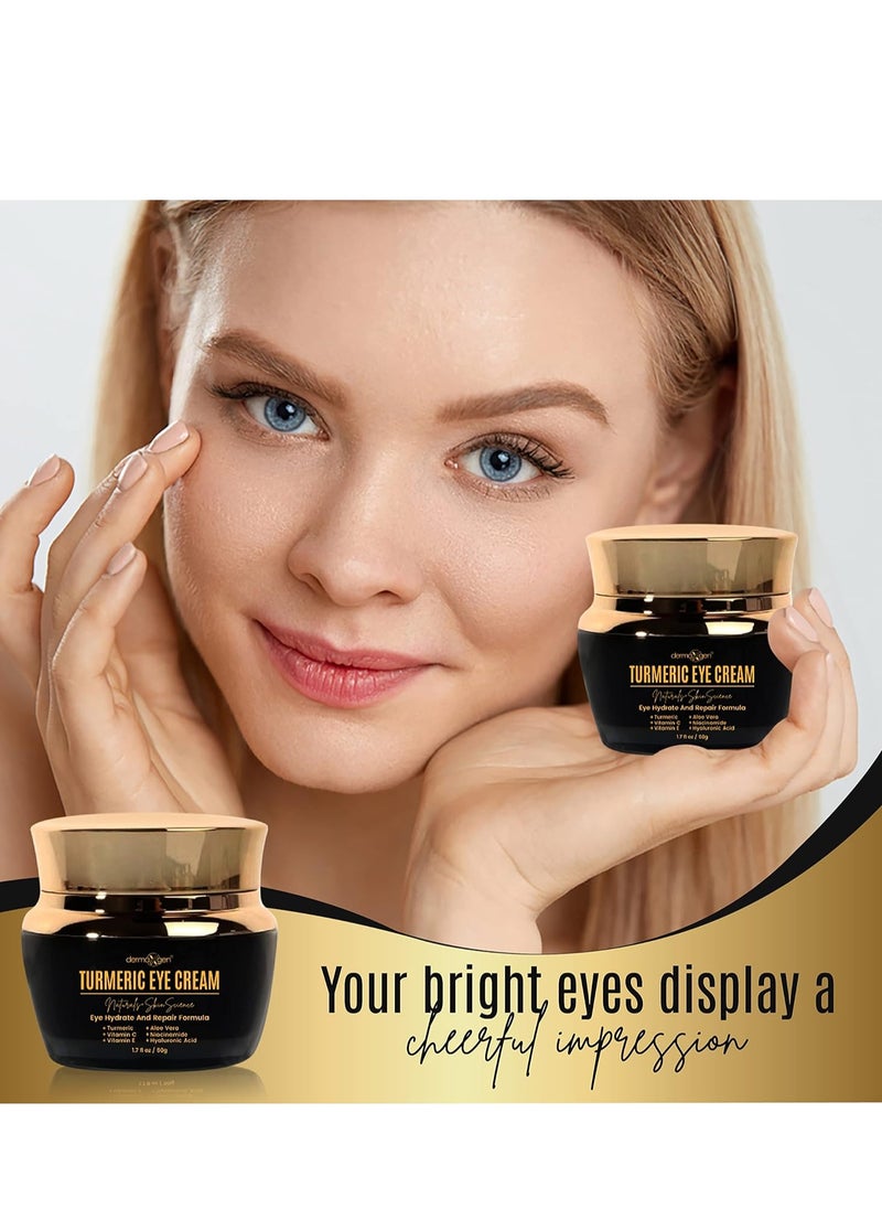 Dermaxgen Vitamin C + Turmeric Eye Cream for Dark Circles & Puffiness - Hydrating & Moisturizing Under Eye Cream for Fine Lines & Bags - Reduce Dark Spots and Wrinkles for a Fresh Look - 1.7 FL OZ