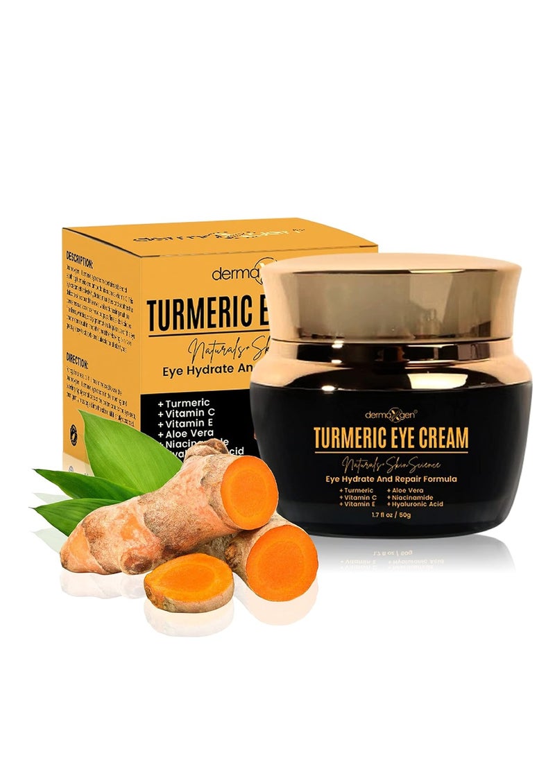 Turmeric + Vitamin C Eye Cream- Booster Anti Aging Eye Cream - Hydrating & Moisturizing Eye Cream for Dark Circles Puffiness, Visible Results Under Eye Cream Reduces Eye Bags & Fine Lines.
