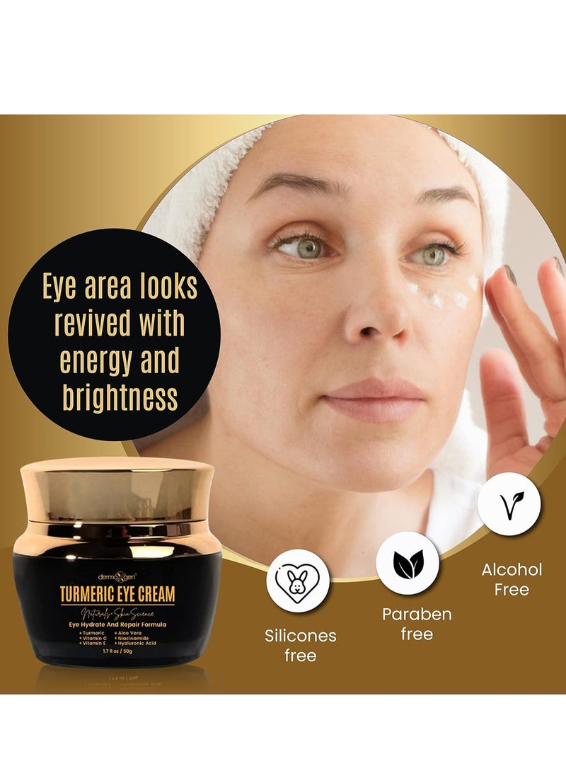 Dermaxgen Vitamin C + Turmeric Eye Cream for Dark Circles & Puffiness - Hydrating & Moisturizing Under Eye Cream for Fine Lines & Bags - Reduce Dark Spots and Wrinkles for a Fresh Look - 1.7 FL OZ