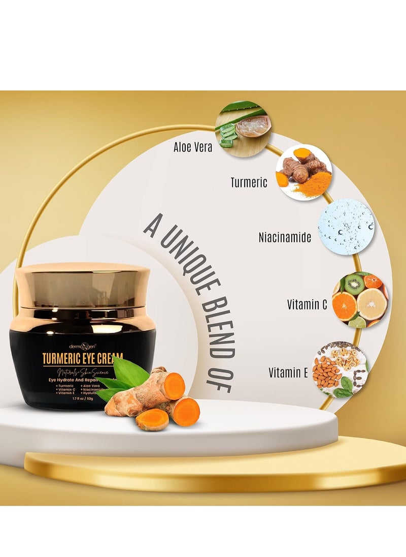 Dermaxgen Vitamin C + Turmeric Eye Cream for Dark Circles & Puffiness - Hydrating & Moisturizing Under Eye Cream for Fine Lines & Bags - Reduce Dark Spots and Wrinkles for a Fresh Look - 1.7 FL OZ