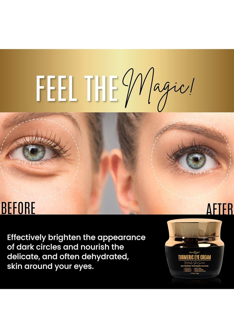 Dermaxgen Vitamin C + Turmeric Eye Cream for Dark Circles & Puffiness - Hydrating & Moisturizing Under Eye Cream for Fine Lines & Bags - Reduce Dark Spots and Wrinkles for a Fresh Look - 1.7 FL OZ