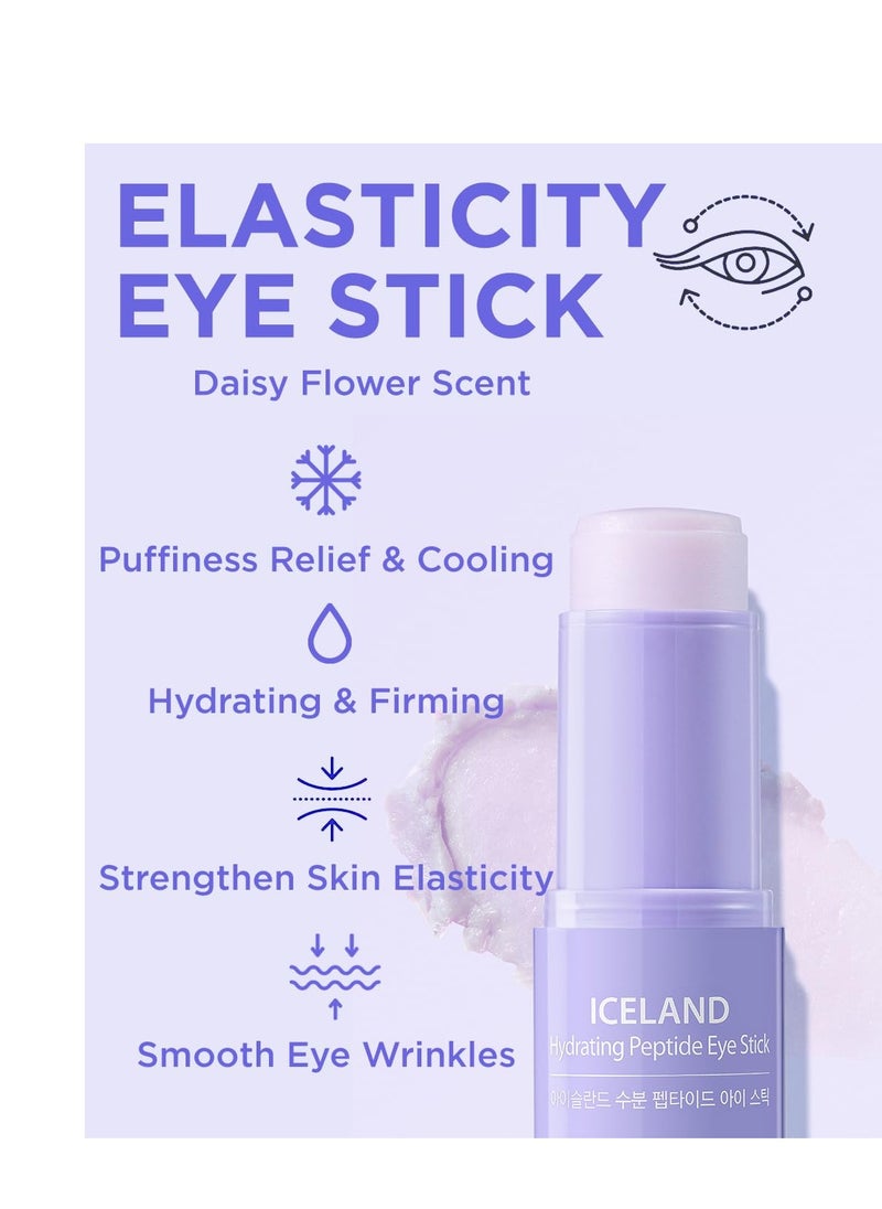 THESAEM Iceland Hydrating Peptide Eye Stick 0.24oz - Elasticity, Cooling, Moisturizing Eye Balm for Loose Skin – Under Eye Treatment - Balm to Smooth Skin Texture - Daisy Flower Scent