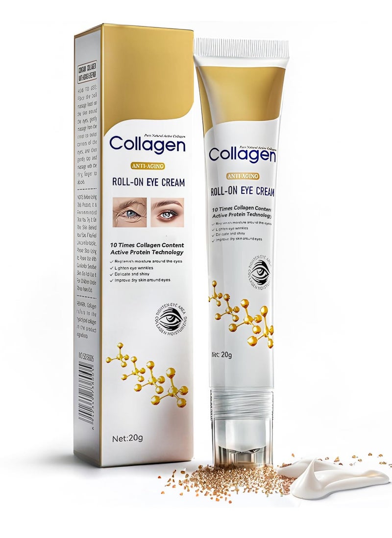 Age Correcting Eye Cream, Anti-Aging Hyaluronic Acid, Collagen & Caffeine Reduce Wrinkles, Dark Circles & Under Eye Puffiness, Lift, Firm & Brighten Eyes, Ice Roller For Under Eye Bags And Puffy Eyes