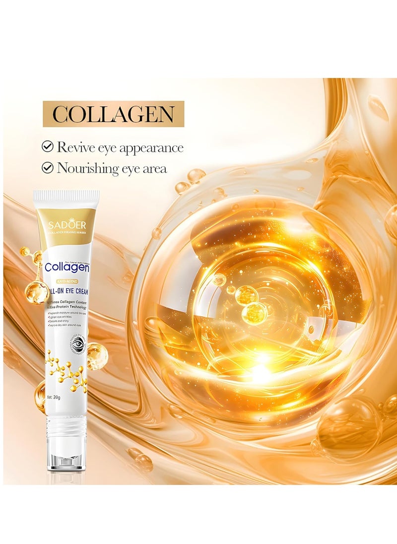 Age Correcting Eye Cream, Anti-Aging Hyaluronic Acid, Collagen & Caffeine Reduce Wrinkles, Dark Circles & Under Eye Puffiness, Lift, Firm & Brighten Eyes, Ice Roller For Under Eye Bags And Puffy Eyes