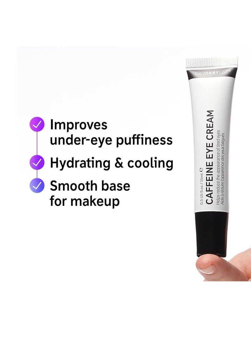 The INKEY List Caffeine Eye Cream, Reduce Eye Puffiness and Dark Circle, Blur Fine Lines, 0.5 fl oz