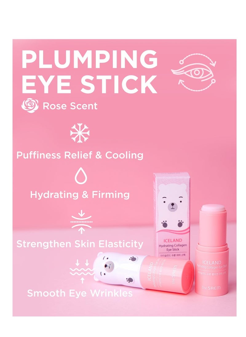 THESAEM Iceland Hydrating Eye Stick 0.24oz 3 Pack - Cooling, Collagen, Peptide - Cooling Eye Balm for Dark Circles and Puffiness – Under Eye Treatment - Balm to Smooth Skin Texture
