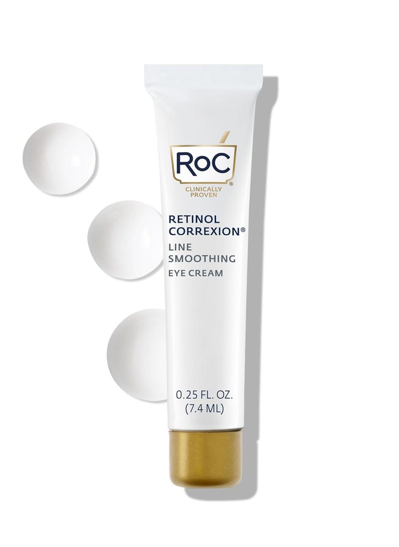 RoC Retinol Correxion Eye Cream Mini for Dark Circles & Puffiness, Daily Wrinkle Cream, Anti Aging Line Smoothing Skin Care Treatment, .25 Ounces