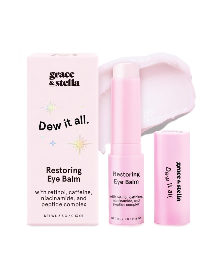 grace & stella Under Eye Brightener Balm Stick - Retinol & Caffeine Eye Cream with for Dark Circles, Puffiness, Wrinkles - Instantly Hydrate and Brighten Undereye Area - Vegan Skincare (0.13oz / 3.5g)