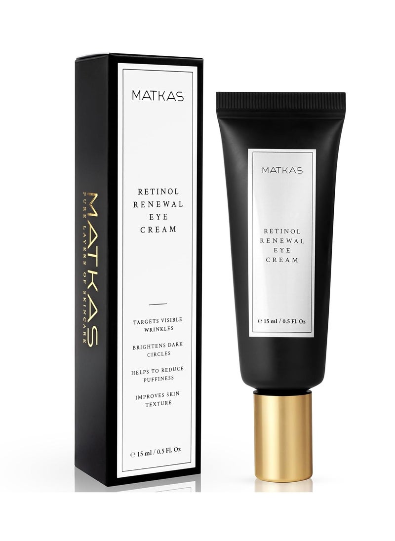 MATKAS Korean Retinol Renew Under Eye Cream for Wrinkles, Fine Lines - 15mL Best Under Eye Brightener Cream for Dark Circles, Korean Skincare Retinol Serum for Anti Aging, Eye Bags Treatment for Women