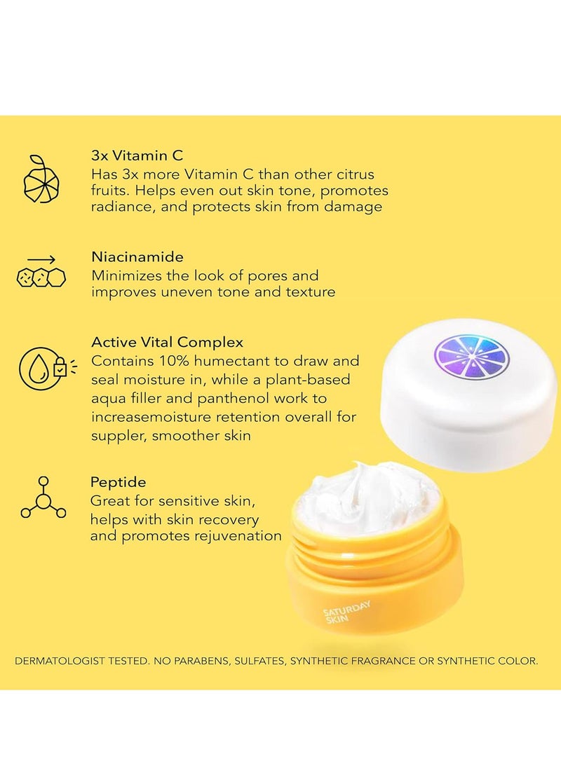 Saturday Skin Yuzu Eye Balm Vitamin C Wide lluminating Under Tight Eye Cream Korean Niacinamide Caffeine for Wrinkles Puffy Eyes Dark Circles Moisturizing Hydrates Anti Aging for Women (15ml)