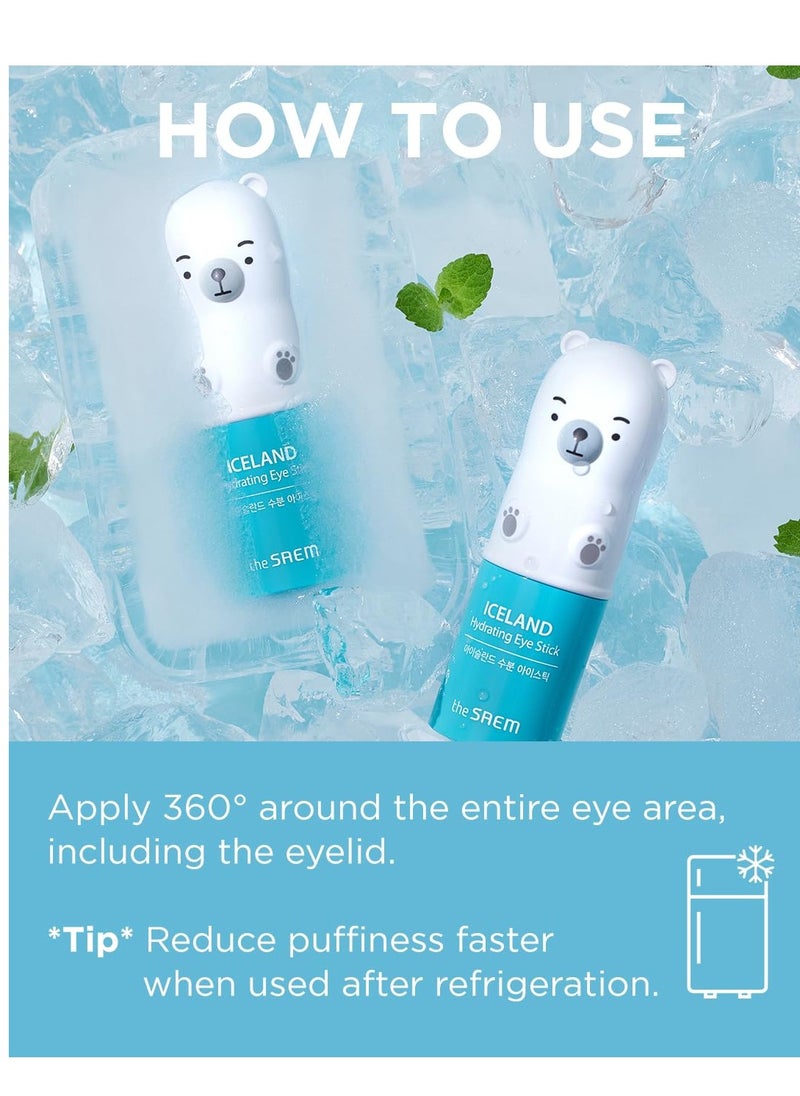 The SAEM Iceland Hydrating Eye Stick 0.24oz - Cooling Eye Balm for Dark Circles and Puffiness – Under Eye Treatment - Reduce Wrinkles and Moisturizing - Minimize Dark & Puffy Eyes - Aqua Scent