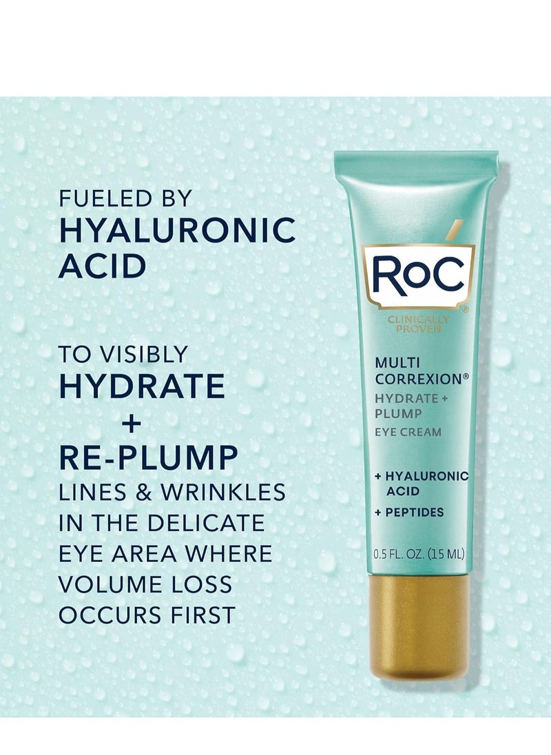 RoC Multi Correxion Hyaluronic Acid Anti Aging Under Eye Cream for Puffiness & Dark Circles (.5 OZ) + RoC Retinol Capsules (7 CT), Skin Care Routine, Fragrance & Paraben Free for Women and Men