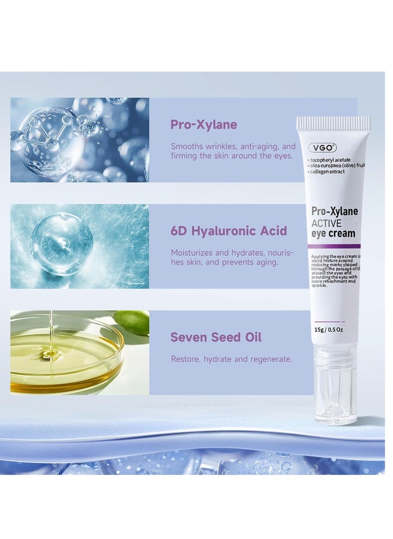 VGO Eye Cream 2% Pro-Xylane Eye Repair Cream for Dark Circles & Puffiness Under Eyes, Pro Xylane + 6D Hyaluronic Acid to Firm Skin, Reduce Wrinkles, Fine Lines, 15g/0.5 Oz