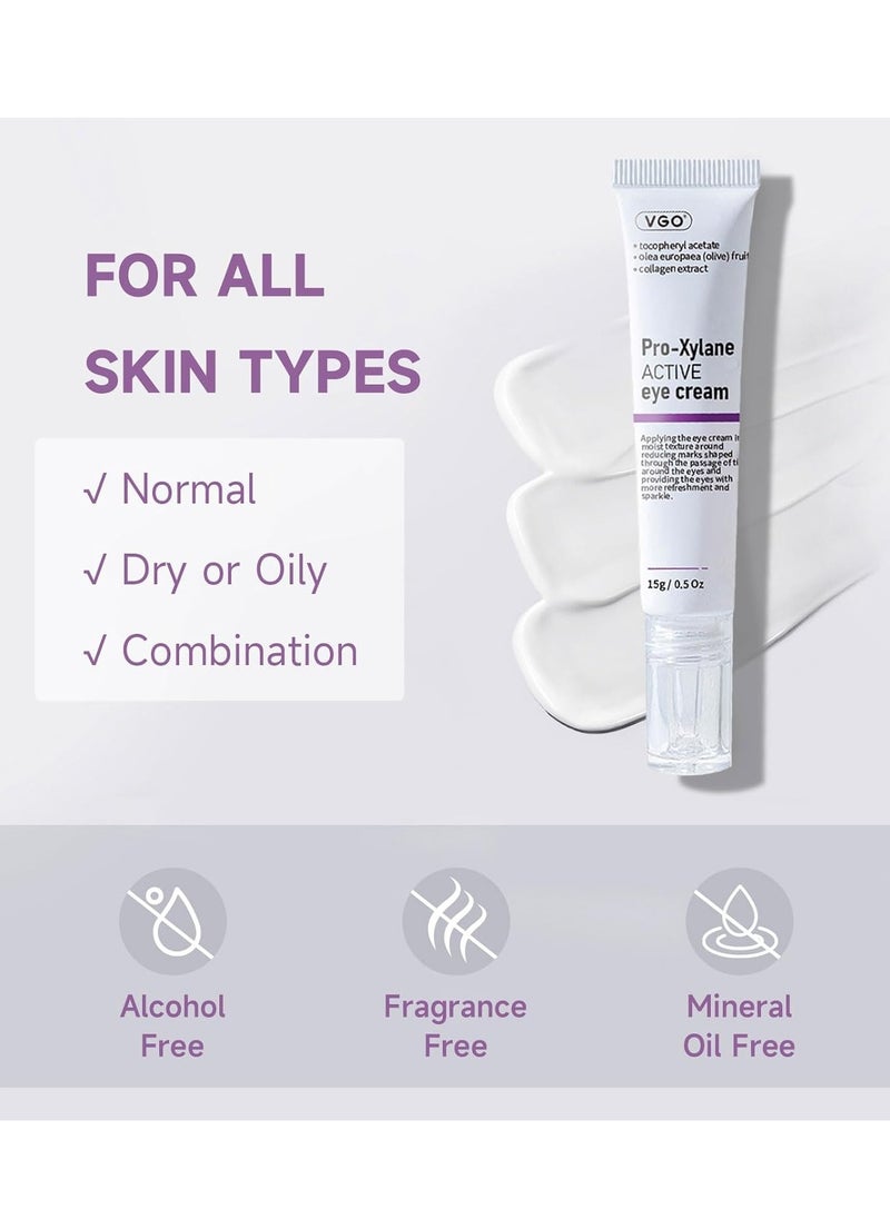 VGO Eye Cream 2% Pro-Xylane Eye Repair Cream for Dark Circles & Puffiness Under Eyes, Pro Xylane + 6D Hyaluronic Acid to Firm Skin, Reduce Wrinkles, Fine Lines, 15g/0.5 Oz