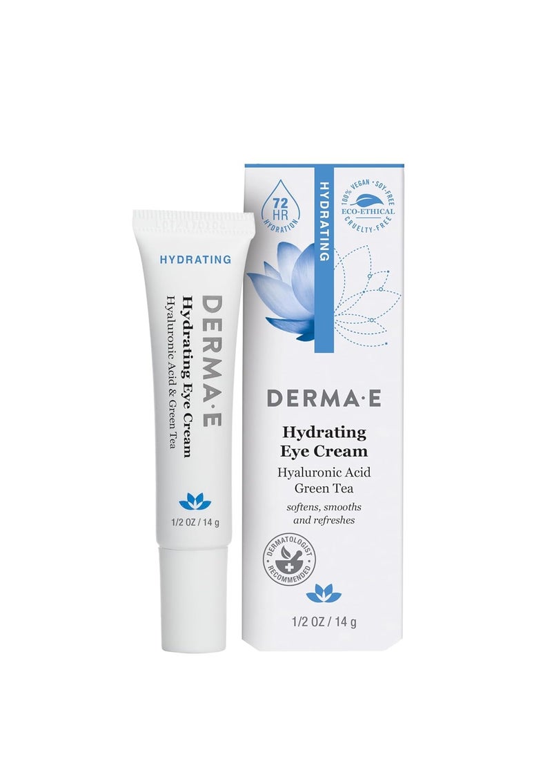 Derma E Hydrating Eye Cream – Firming and Lifting Hyaluronic Acid Treatment - Under Eye and Upper Eyelid Cream Reduces Puffiness and Appearance of Fine Lines, 0.5 oz