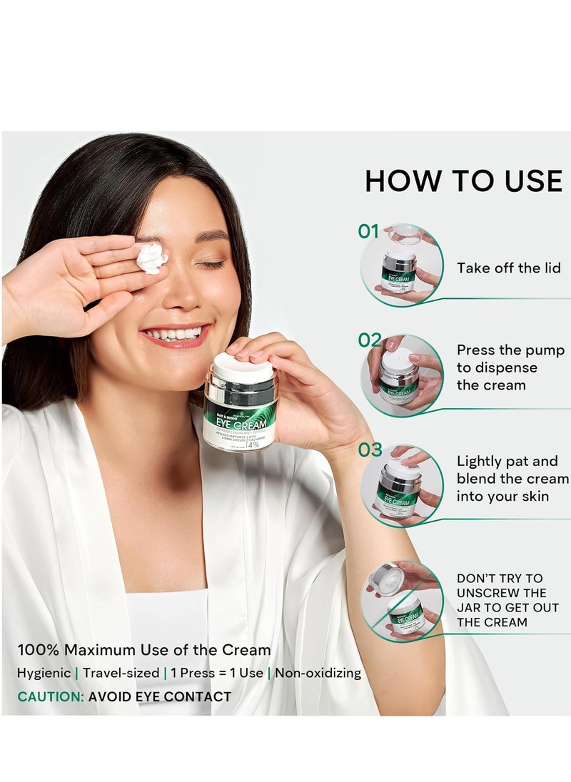 REMEDIAL PAX Eye Cream for Dark Circles and Puffiness, Bags Under Eyes Treatment, Anti-Aging Collagen Eye Cream for Wrinkles, Day & Night Caffeine Eye Cream with Niacinamide Dimethicone